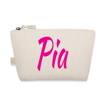 Pia Neon Script auf Schwarz - Bio-Täschchen - Natur - Vorne