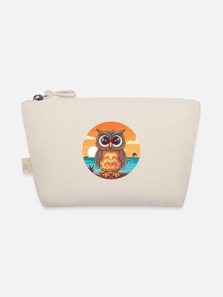 Eule lustige Karikatur Kawaii Strand Illustration - Bio-Täschchen - Natur