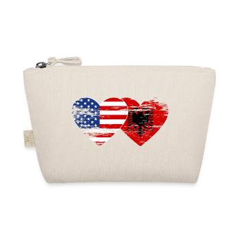 USA Albanien Flagge Herz used - Bio-Täschchen - Natur - Vorne