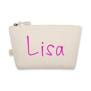 Lisa Schriftzug Neonpink - Bio-Täschchen - Natur - Vorne