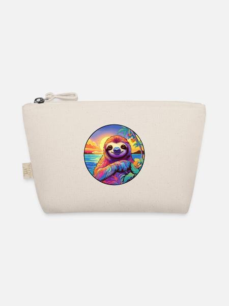 Faultier buntes Aquarell Cartoon Kawaii Tier - Bio-Täschchen - Natur