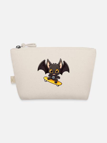 Lustige Fledermaus Kawaii Cartoon Haustier spielt Skateboard - Bio-Täschchen - Natur