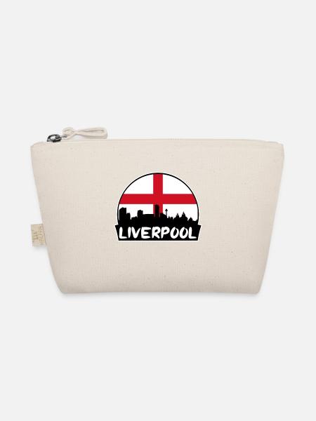 Liverpool England Flagge Skyline Silhouette Reisen - Bio-Täschchen - Natur