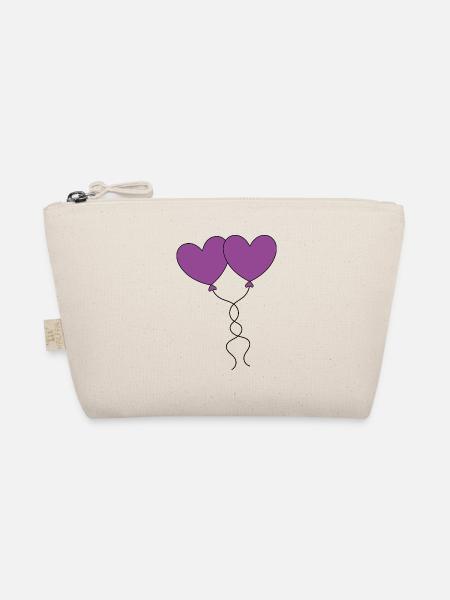 Herz violett Luftballon, Ballon, Geschenk Freunde - Bio-Täschchen - Natur