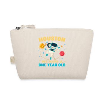 Houston Wir haben ein 1 Jahr altes 1st Birthday Bd - Bio-Täschchen - Natur - Vorne