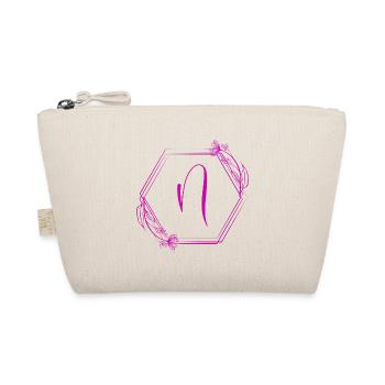N-Monogramm Floral Hexagon Pink - Bio-Täschchen - Natur - Vorne