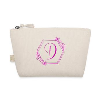 D Monogramm Blütenrahmen Pink Hexagon - Bio-Täschchen - Natur - Vorne