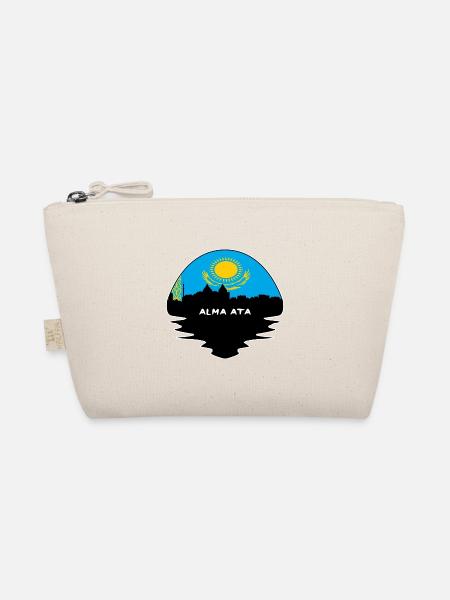 Alma Ata Kasachstan Flagge Skyline Silhouette Reisen - Bio-Täschchen - Natur
