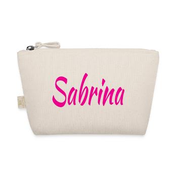 Sabrina Schriftzug Pink - Bio-Täschchen - Natur - Vorne