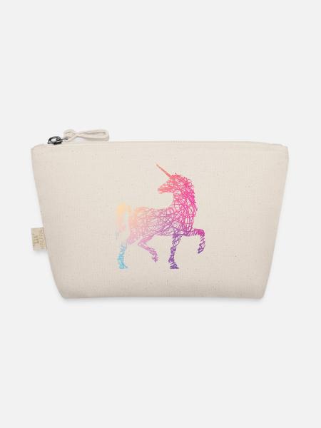 Süßes Einhorn Kritzelei Regenbogen Farben - Bio-Täschchen - Natur