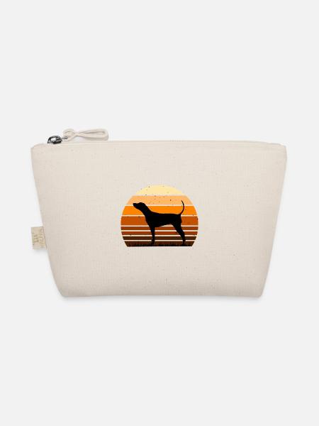 Schwarz und Braun Coonhound Hund Silhouette Retro Sonne - Bio-Täschchen - Natur