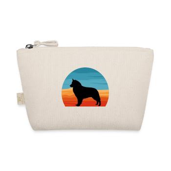 Böhmischer Schäferhund Liebe Silhouette Retro Sonnenuntergang - Bio-Täschchen - Natur - Vorne