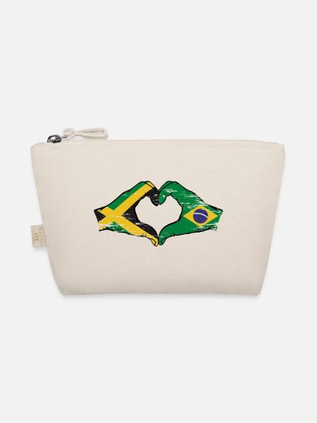 Jamaika Brasilien Hände Herzform used - Bio-Täschchen - Natur
