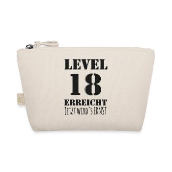 LEVEL 18 ERREICHT - Black Edition 18. Geburtstag - Bio-Täschchen - Natur - Vorne