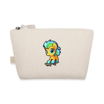 Lustiges Ponny Kawaii Cartoon Haustier spielt Skateboard - Bio-Täschchen - Natur - Vorne