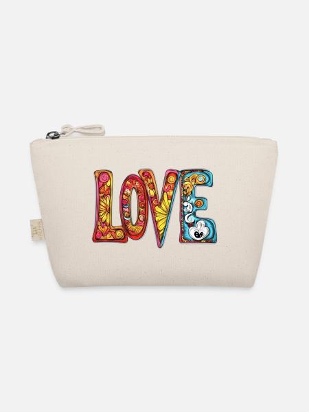 Buntes LOVE Design - Bio-Täschchen - Natur