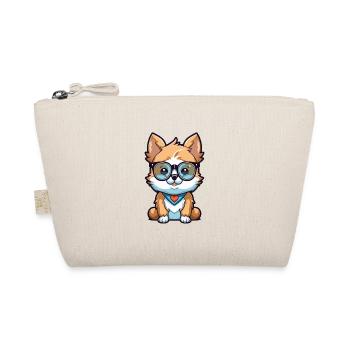 Hund trägt Brille Cartoon Kawaii Illustration - Bio-Täschchen - Natur - Vorne