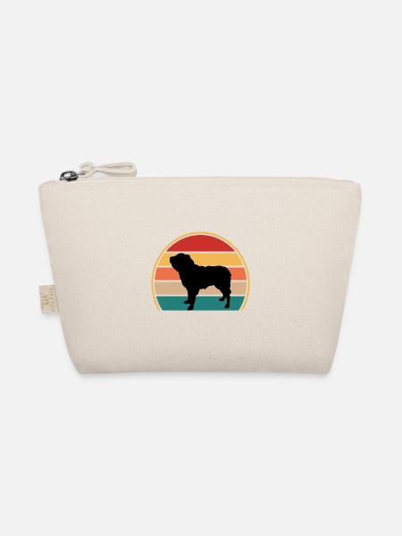 Niederländisch Smoushond Hund Liebe Silhouette Vintage Sonnenuntergang - Bio-Täschchen - Natur