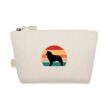Böhmischer Schäferhund Liebe Silhouette Retro Sonnenuntergang - Bio-Täschchen - Natur - Vorne