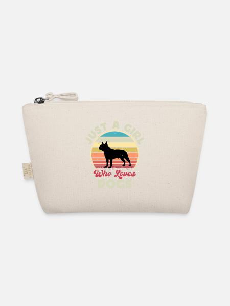 Boston Terrier Hundeliebhaber Silhouette Vintage Sonnenuntergang - Bio-Täschchen - Natur