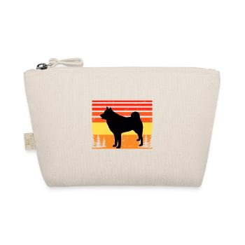 Finnischer Spitz Hundeliebhaber Silhouette Vintage Sonnenuntergang - Bio-Täschchen - Natur - Vorne