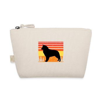 Böhmischer Schäferhund Liebe Silhouette Retro Sonnenuntergang - Bio-Täschchen - Natur - Vorne