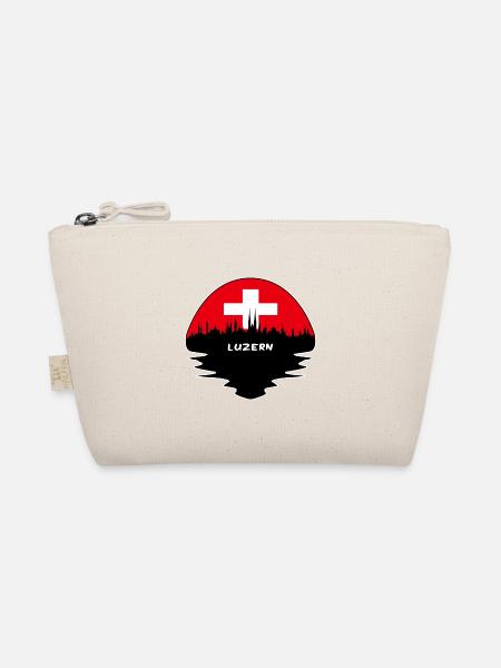 Luzern Schweiz Flagge Skyline Silhouette Travel - Bio-Täschchen - Natur