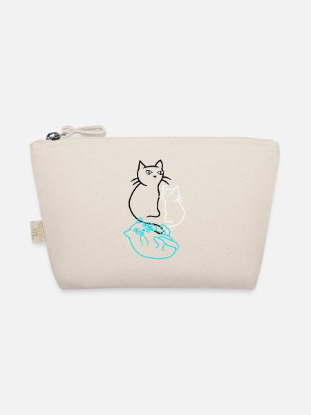 Katze Katzen Kitten Familie Hauskatze Miau - Bio-Täschchen - Natur