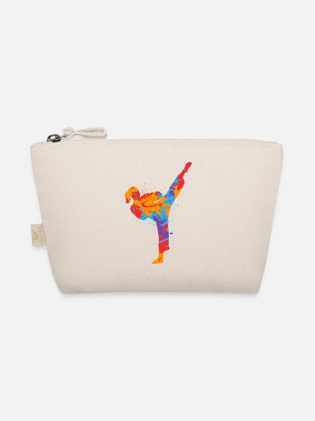 Karate Girl Bunter Kampfsportler Taekwondo Mädchen - Bio-Täschchen - Natur