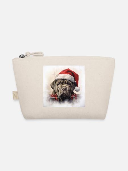 Mastino Napoletano mit Weihnachtsmütze - Bio-Täschchen - Natur