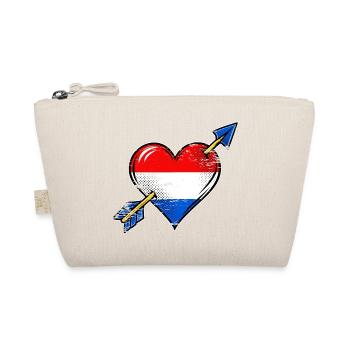 Holland Flagge Herz mit Pfeil used look - Bio-Täschchen - Natur - Vorne