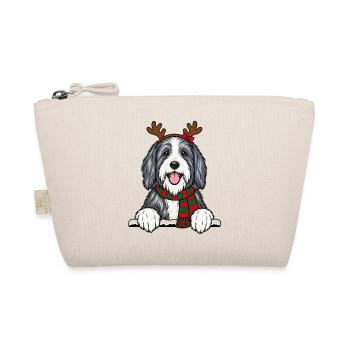 Weihnachten Bearded Collie - Bio-Täschchen - Natur - Vorne