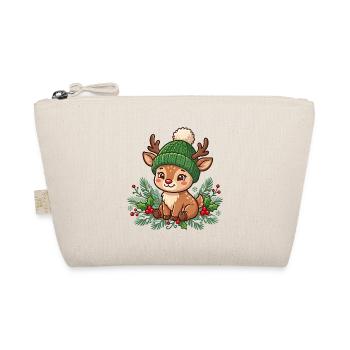 Gemütlicher Winterhirsch-Plush - Bio-Täschchen - Natur - Vorne