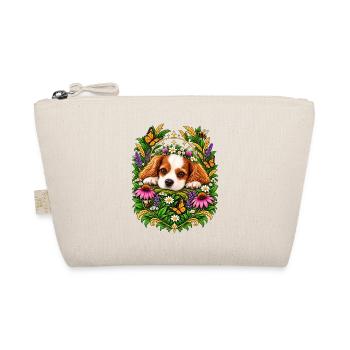 Kuschelhund im Blumenkranz - Bio-Täschchen - Natur - Vorne