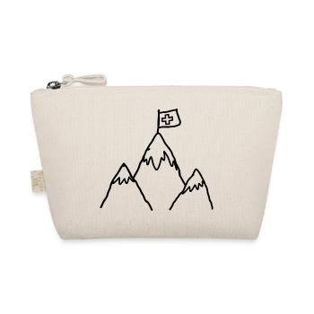 Schweizer Alpen mit Flagge im Kinderstil - Bio-Täschchen - Natur - Vorne