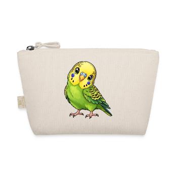 Grüner Wellensittich im Kawaii-Stil - Bio-Täschchen - Natur - Vorne