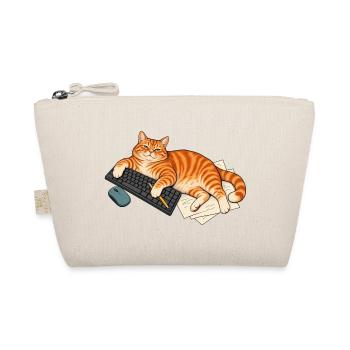 Mein Schreibtisch – Katze auf der Tastatur - Bio-Täschchen - Natur - Vorne