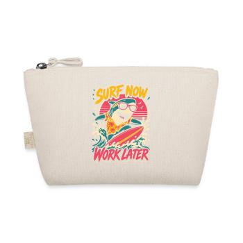 Surfender Hai – Surf Now Work Later - Bio-Täschchen - Natur - Vorne