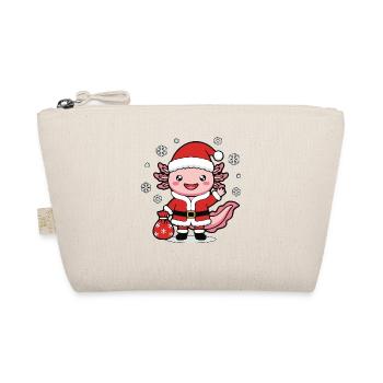 Süße Kawaii Axolotl Santa Weihnachtsgeschenktüte - Bio-Täschchen - Natur - Vorne