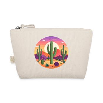 Kaktus Wüste Retro Badge Landschaft Bunt T-Shirt - Bio-Täschchen - Natur - Vorne