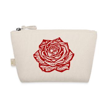 Rote Rose Blumen Geschenk Freundin Mutter  - Bio-Täschchen - Natur - Vorne