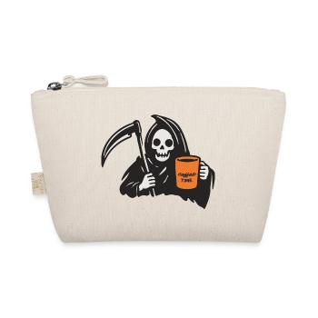 Halloween Sensenmann  mit Kaffeebecher - Bio-Täschchen - Natur - Vorne