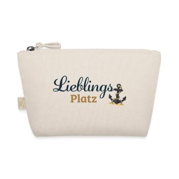 Lieblingsplatz – Maritimes Ankerdesign - Bio-Täschchen - Natur - Vorne