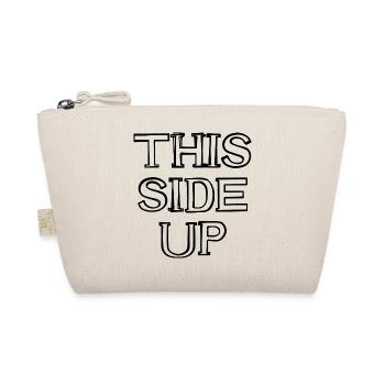 This Side Up Schriftzug handgezeichnet - Bio-Täschchen - Natur - Vorne