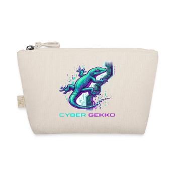 Cyber Gekko – Neon Circuit Echse - Bio-Täschchen - Natur - Vorne