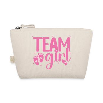 Team Girl Pink Heart Tiny Footprints Geschlechterenthüllung - Bio-Täschchen - Natur - Vorne