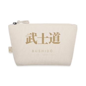 Bushido-Brush: Goldene Schrift auf Stoff - Bio-Täschchen - Natur - Vorne