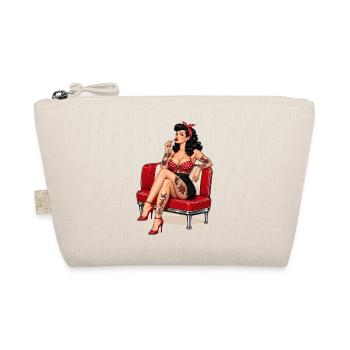 Rockabilly Pin-Up Girl mit Lolly und Tattoos - Bio-Täschchen - Natur - Vorne