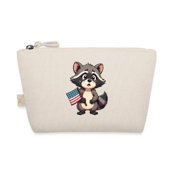 Besorgter Waschbär mit US Flagge - Bio-Täschchen - Natur - Vorne