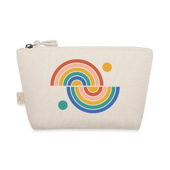 Zwei Regenbogen aus Halbkreisen im Retro-Look - Bio-Täschchen - Natur - Vorne